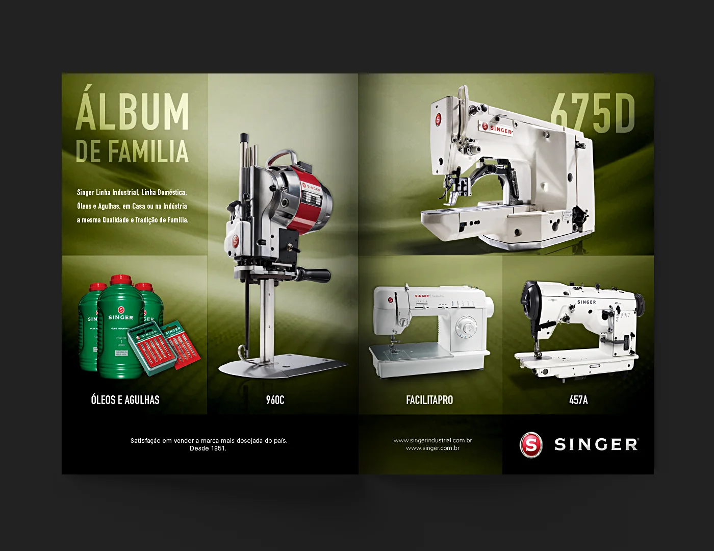 Linha de produtos, material Singer