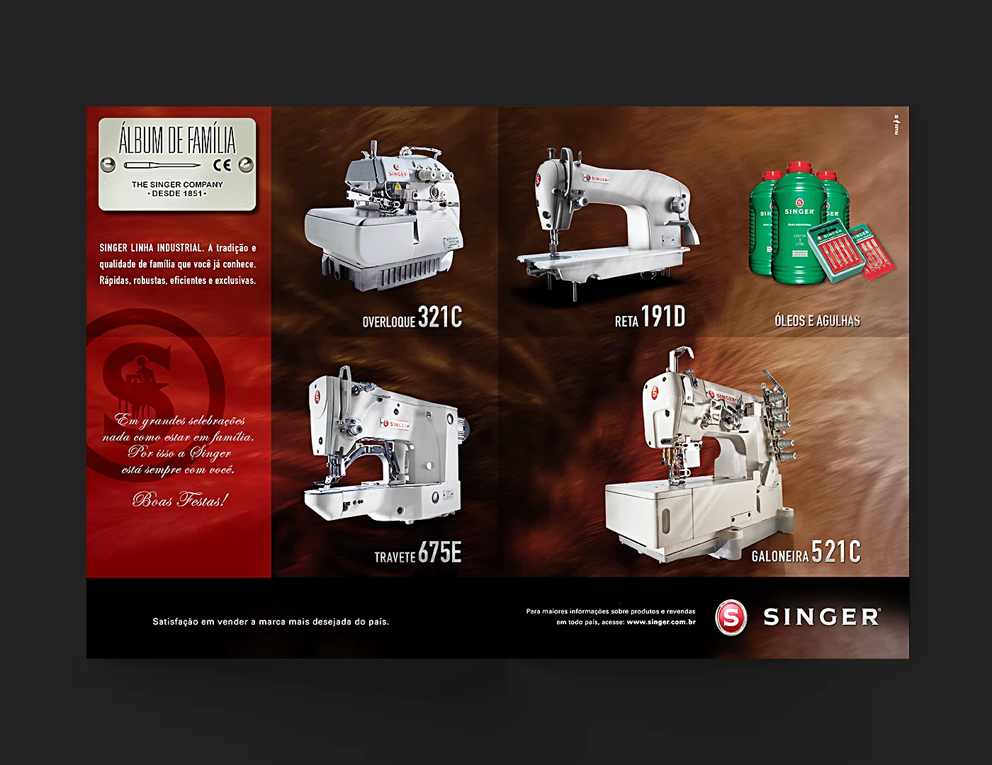 Seleção de modelos, material Singer